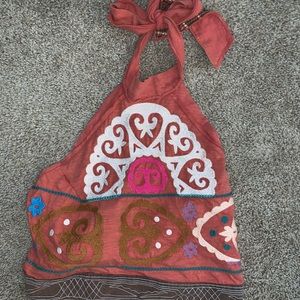 Free people tie neck crop top